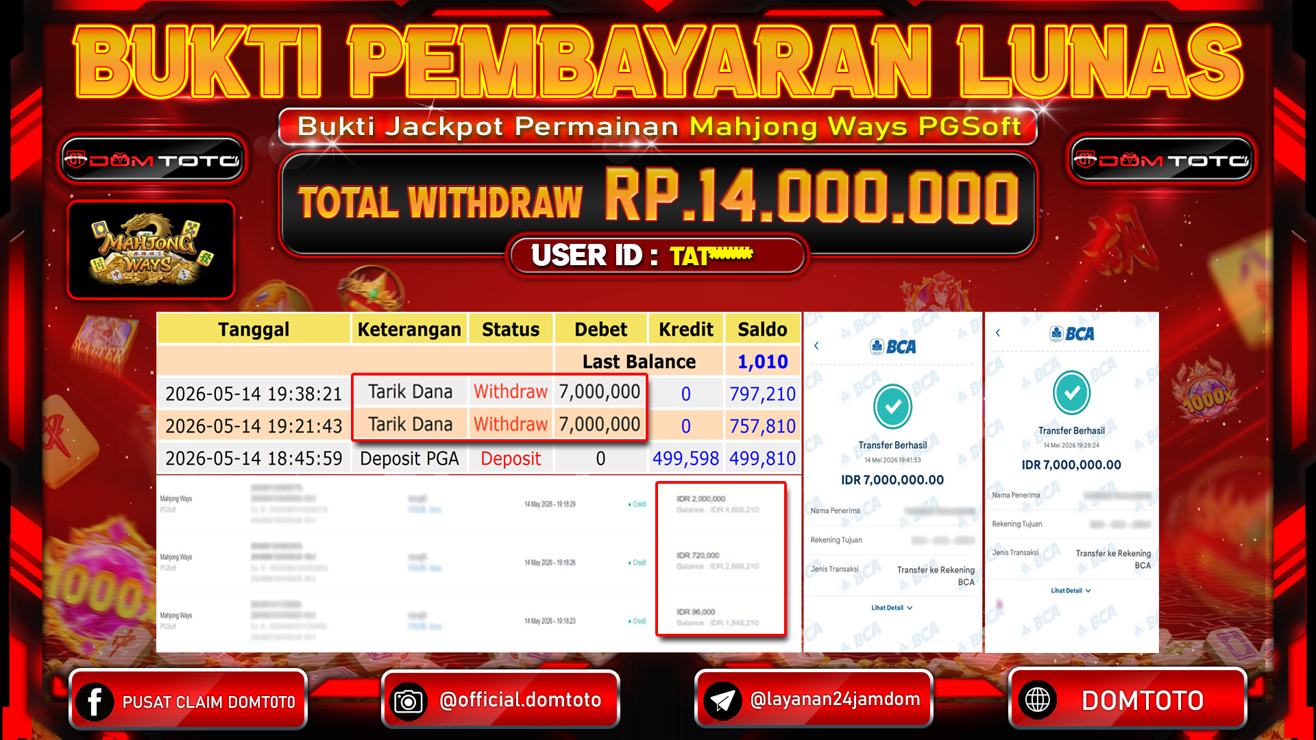 JACKPOT SLOT Mahjong Ways PGSoft 14 MAY 2026